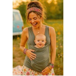 LALABU Mom's Baby Wearing Kangaroo Pouch
Postpartum Nursing Soothe Shirt Sz L